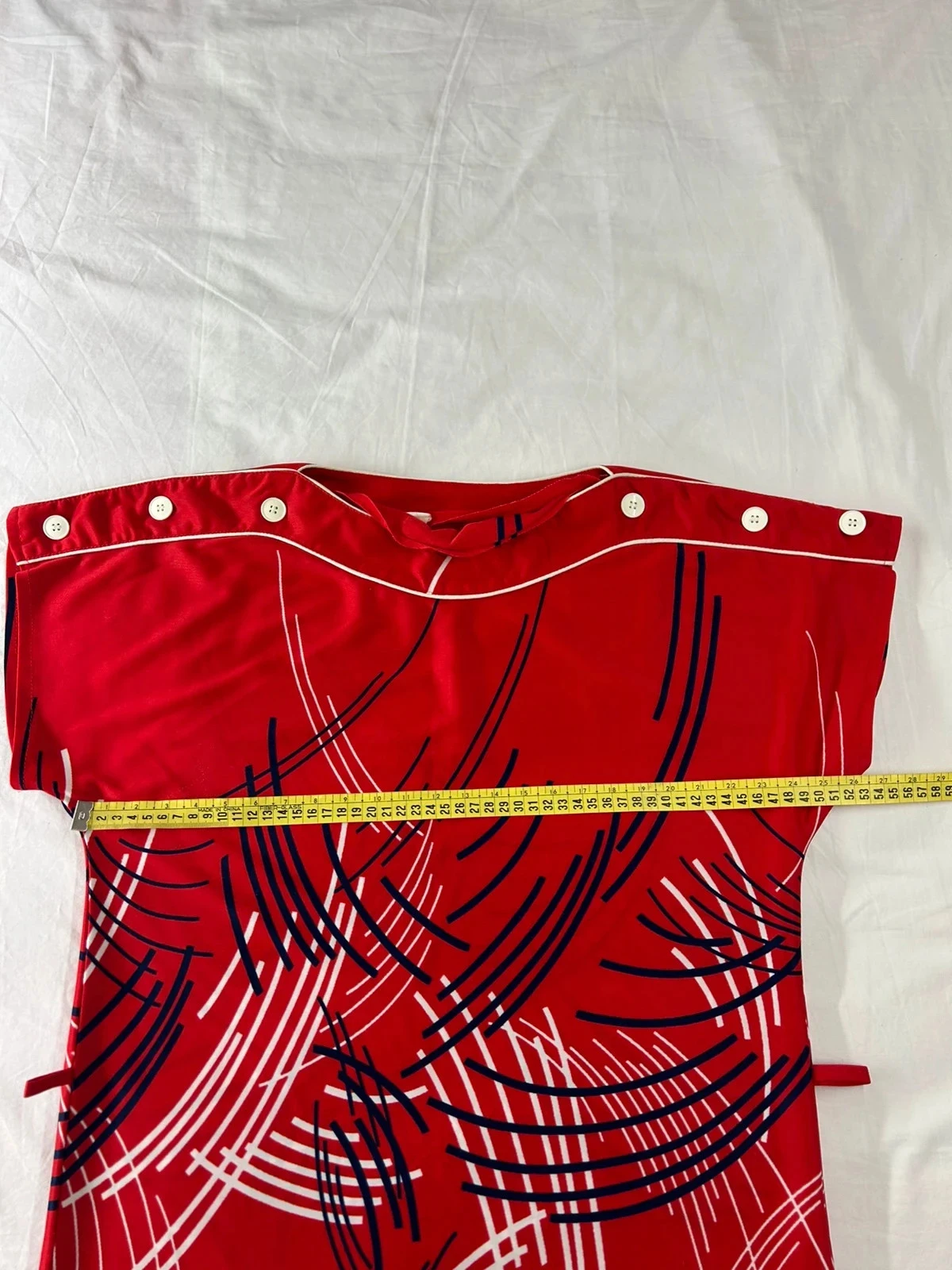 Vestido largo rojo con estampado vintage – photo 6